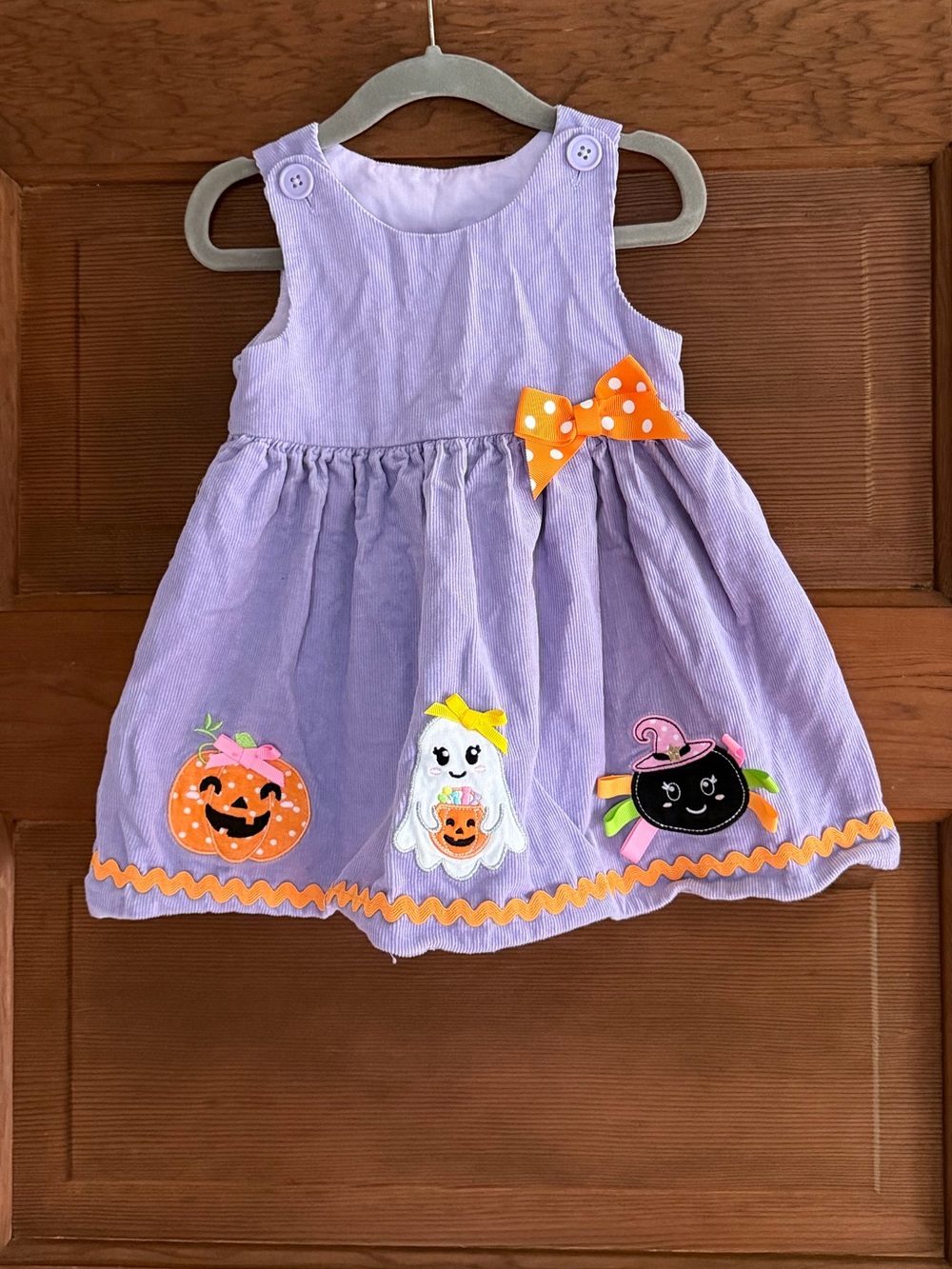 Halloween Corduroy Dress Pumpkin Ghost Spider in Lilac Purple Size 18M